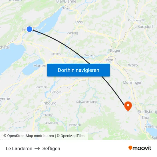 Le Landeron to Seftigen map
