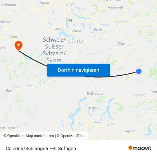 Celerina/Schlarigna to Seftigen map