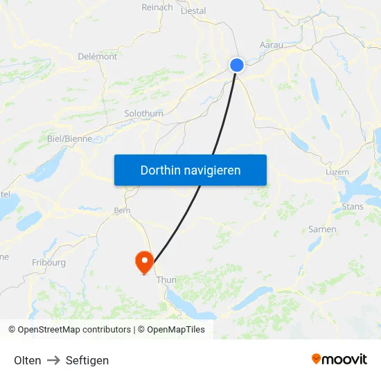Olten to Seftigen map