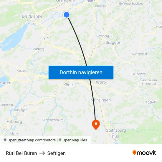 Rüti Bei Büren to Seftigen map