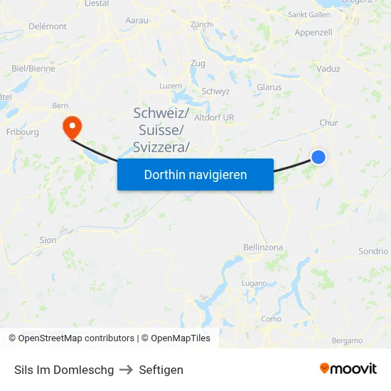 Sils Im Domleschg to Seftigen map