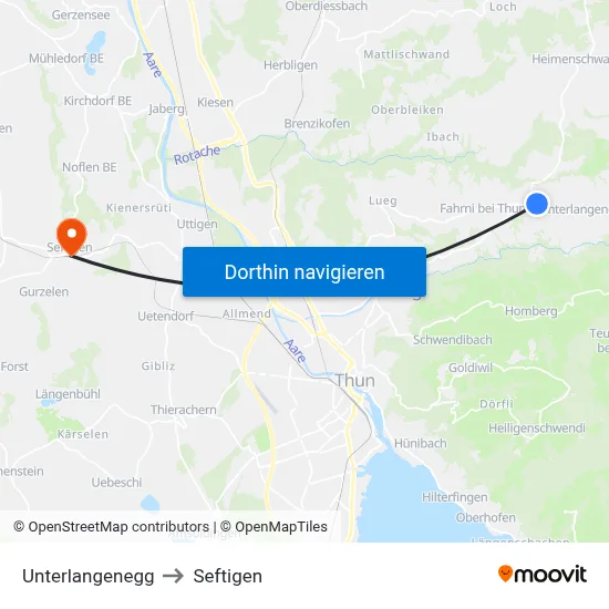 Unterlangenegg to Seftigen map