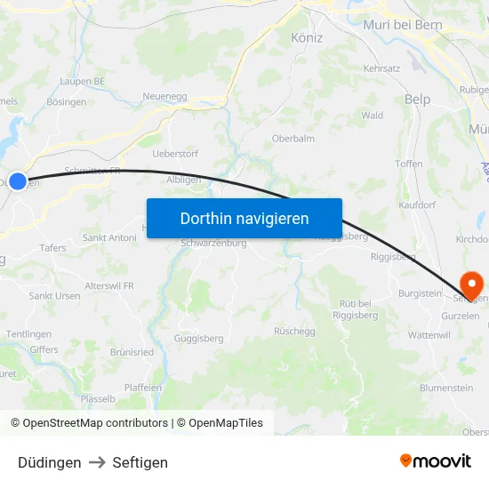 Düdingen to Seftigen map