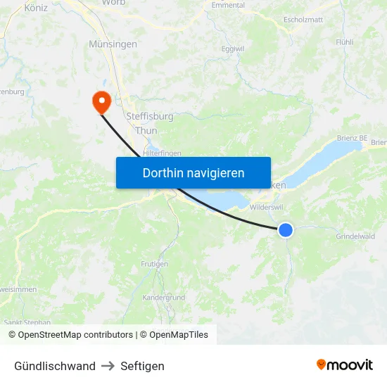 Gündlischwand to Seftigen map