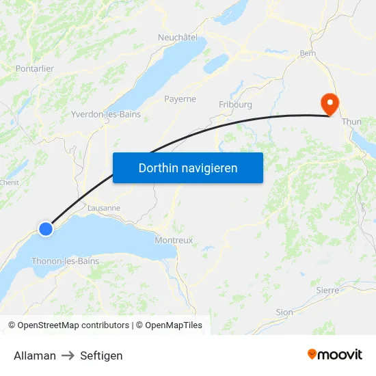 Allaman to Seftigen map