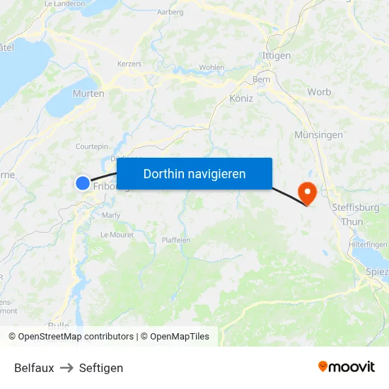 Belfaux to Seftigen map