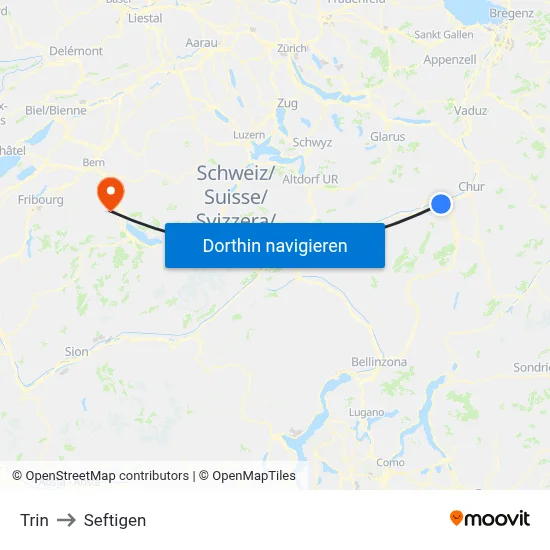 Trin to Seftigen map