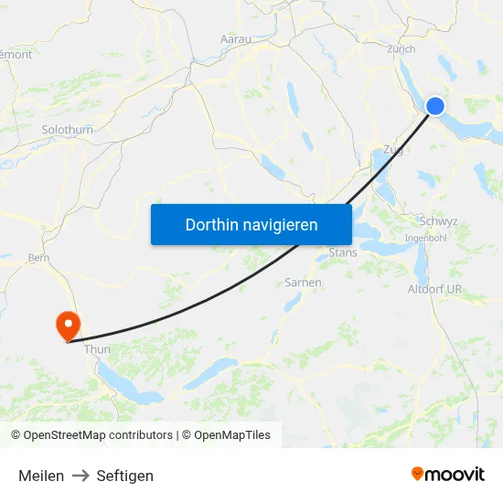 Meilen to Seftigen map
