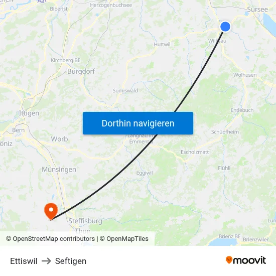 Ettiswil to Seftigen map