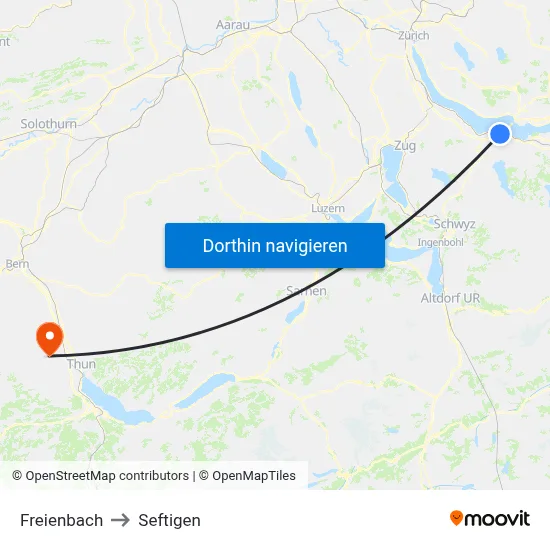 Freienbach to Seftigen map