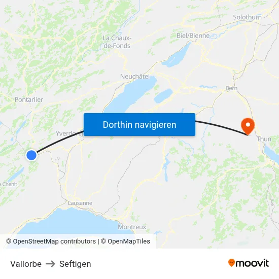 Vallorbe to Seftigen map