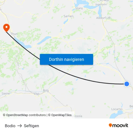Bodio to Seftigen map