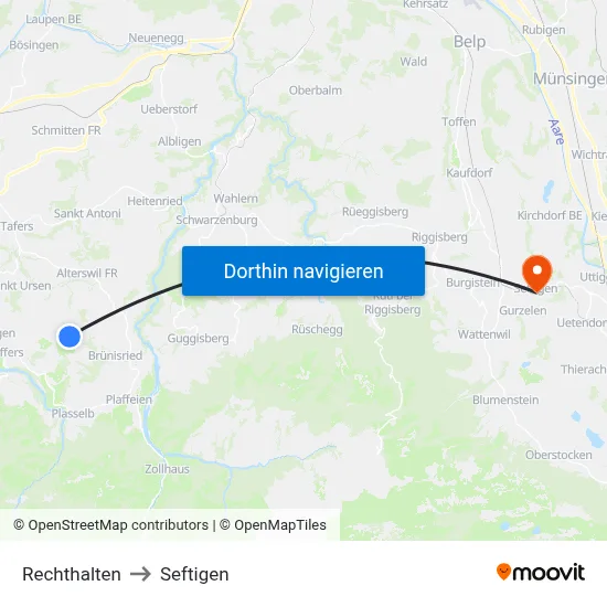 Rechthalten to Seftigen map