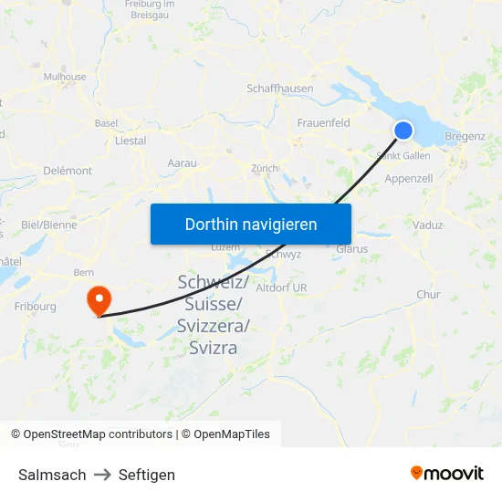 Salmsach to Seftigen map