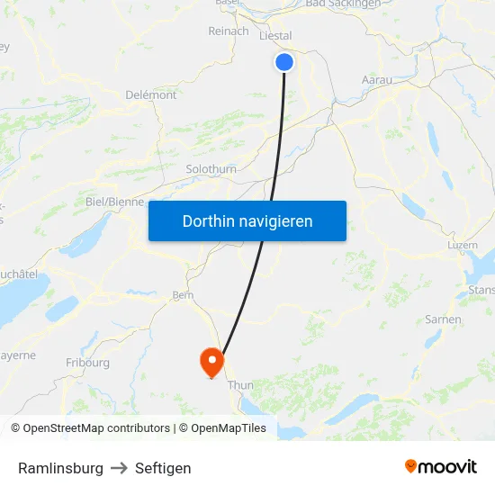 Ramlinsburg to Seftigen map
