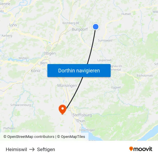 Heimiswil to Seftigen map