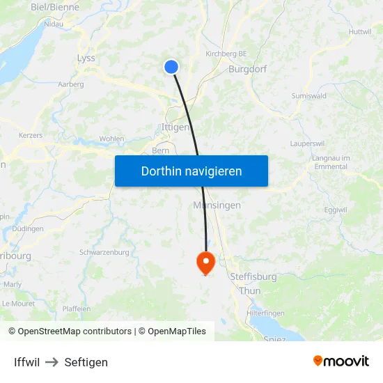 Iffwil to Seftigen map