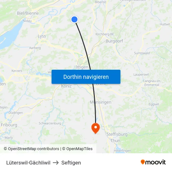 Lüterswil-Gächliwil to Seftigen map