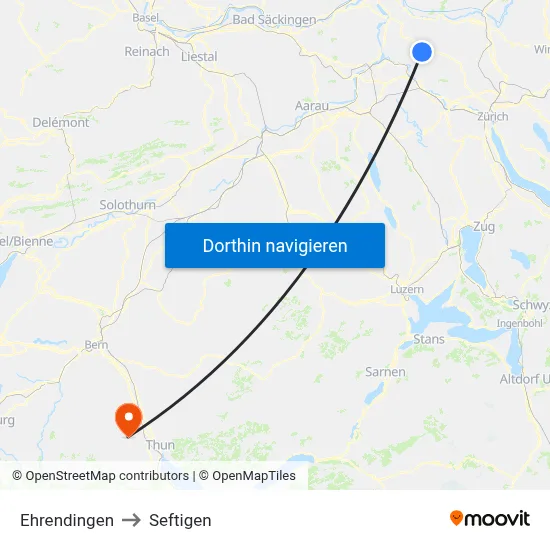 Ehrendingen to Seftigen map