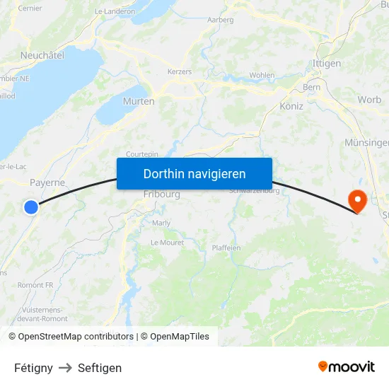 Fétigny to Seftigen map