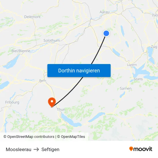 Moosleerau to Seftigen map