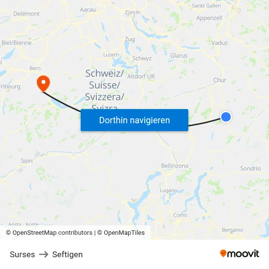 Surses to Seftigen map