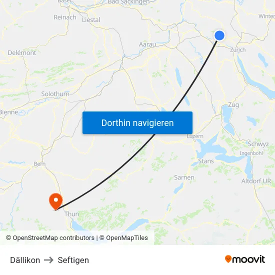 Dällikon to Seftigen map