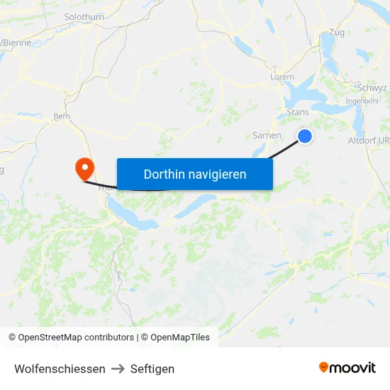 Wolfenschiessen to Seftigen map