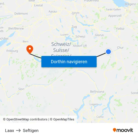 Laax to Seftigen map