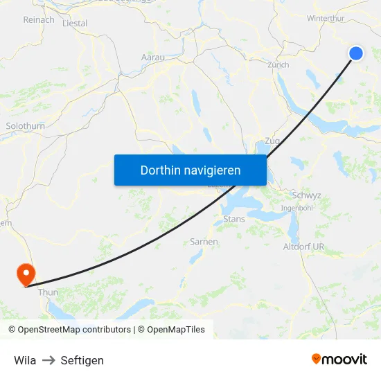 Wila to Seftigen map