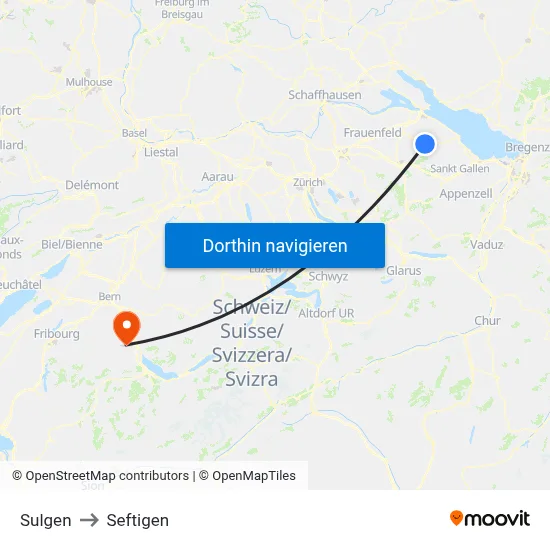 Sulgen to Seftigen map