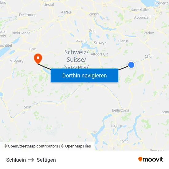 Schluein to Seftigen map