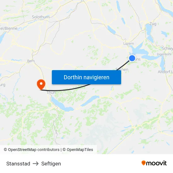 Stansstad to Seftigen map