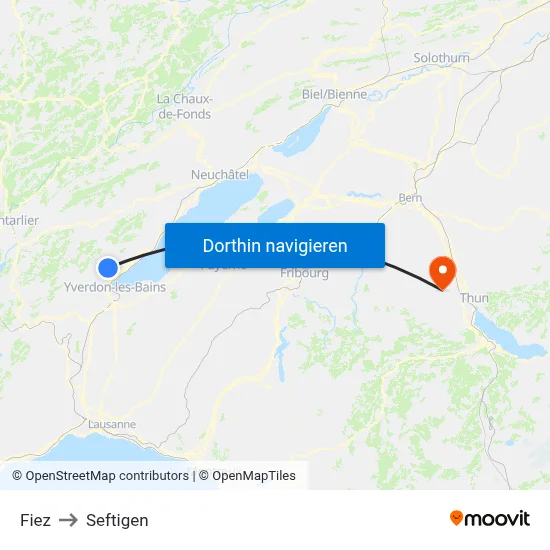 Fiez to Seftigen map