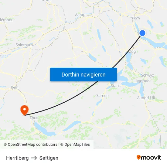 Herrliberg to Seftigen map