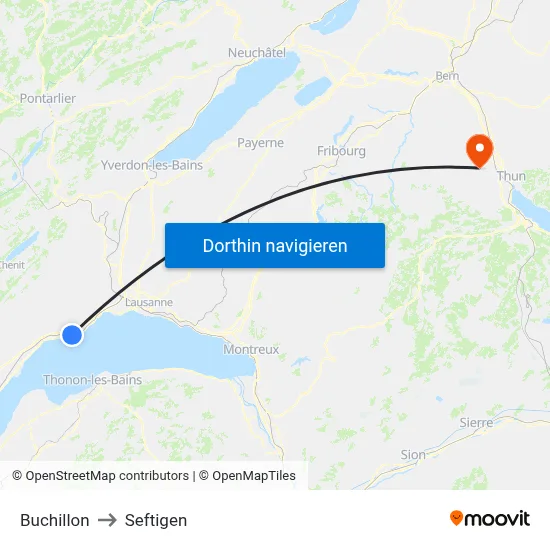Buchillon to Seftigen map