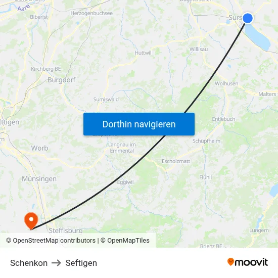 Schenkon to Seftigen map