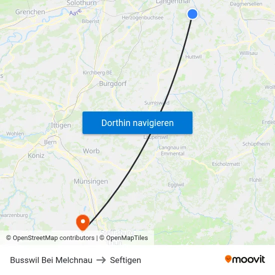 Busswil Bei Melchnau to Seftigen map