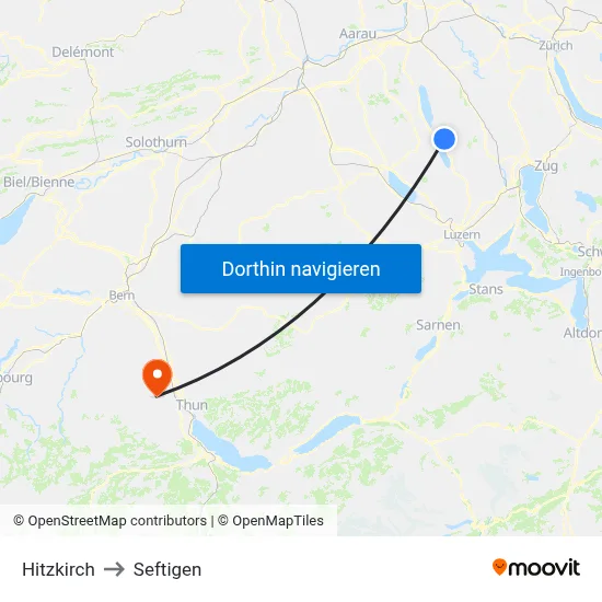 Hitzkirch to Seftigen map