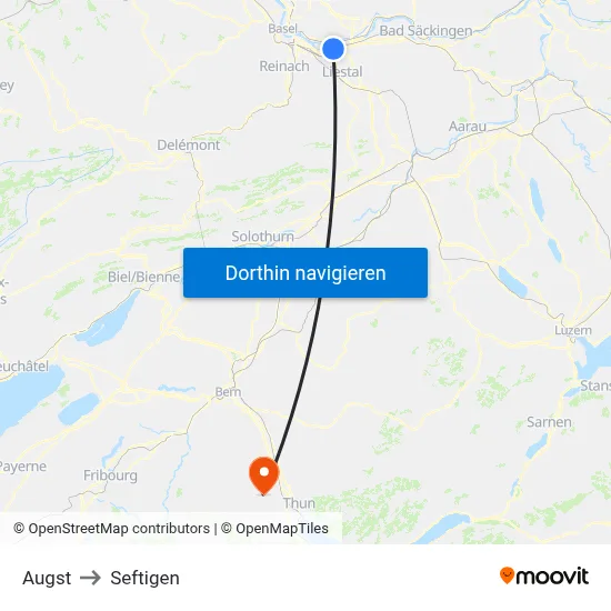 Augst to Seftigen map