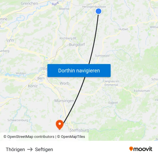 Thörigen to Seftigen map