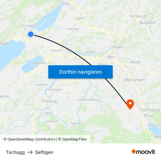 Tschugg to Seftigen map