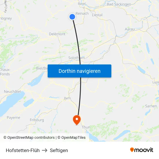 Hofstetten-Flüh to Seftigen map