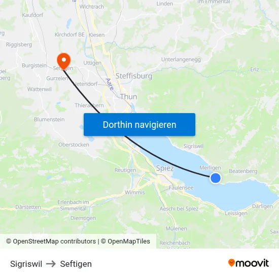 Sigriswil to Seftigen map