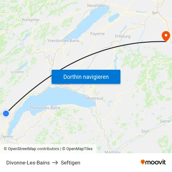 Divonne-Les-Bains to Seftigen map