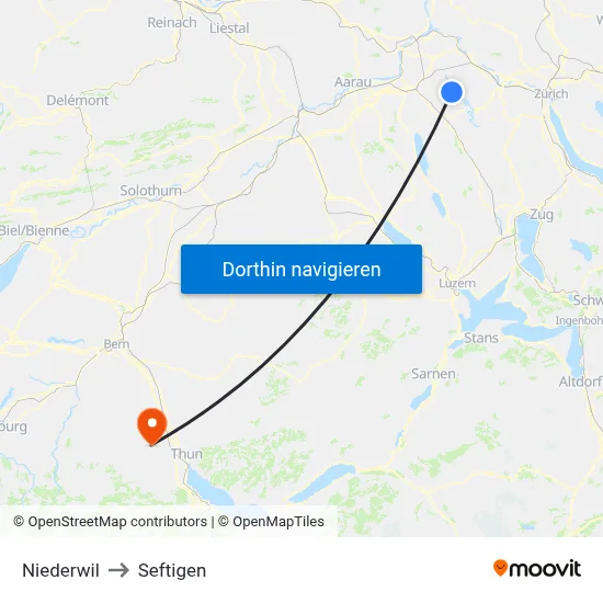 Niederwil to Seftigen map