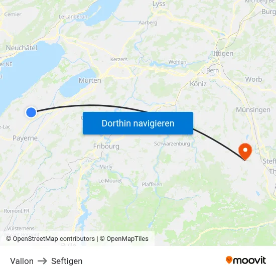 Vallon to Seftigen map