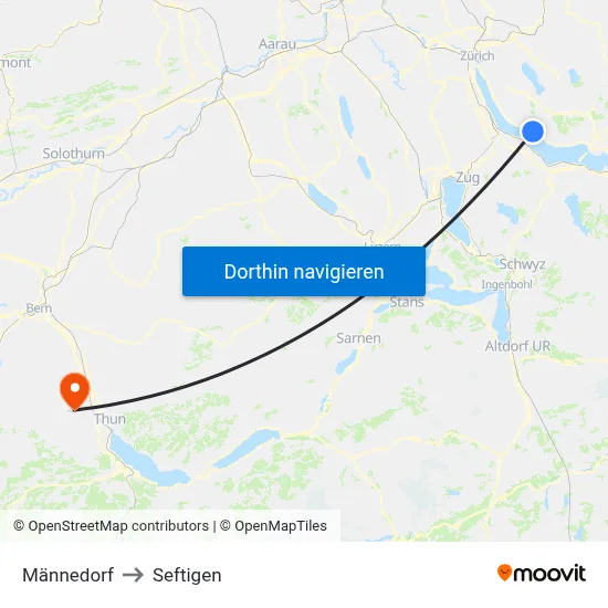 Männedorf to Seftigen map