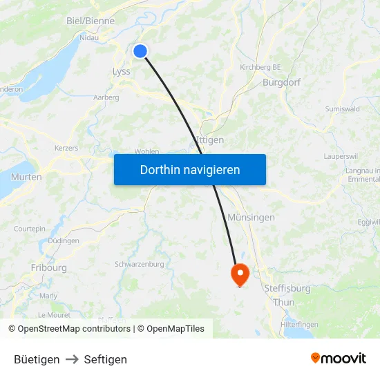 Büetigen to Seftigen map