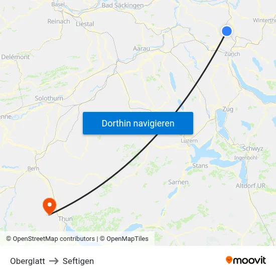 Oberglatt to Seftigen map